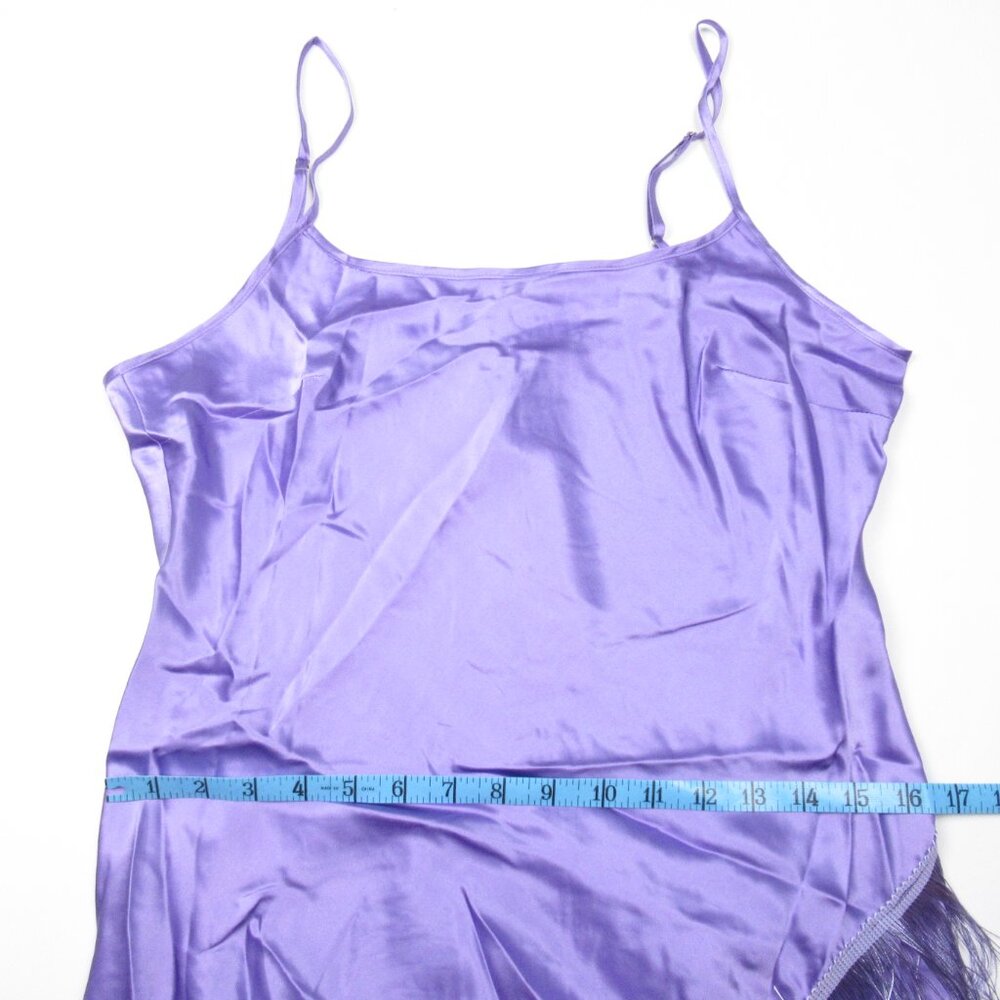Delfi Collective 100% Silk Cristina Asymmetrical Fringe Dress Lavender Purple L - Picture 8 of 10